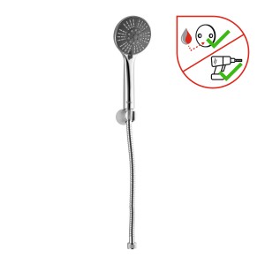 Verchromtes baliv Wannenbrause-Set WBS-150.20 mit Brauseschlauch und Wandhalterung.
