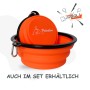 Petsation Faltbarer Reisenapf, orange, mit Karabinerhaken. Ideal für Hunde unterwegs.