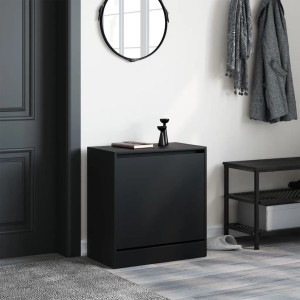 Schwarzer vidaXL Schuhschrank (60x34x63,5 cm) aus Holzwerkstoff im Flur.