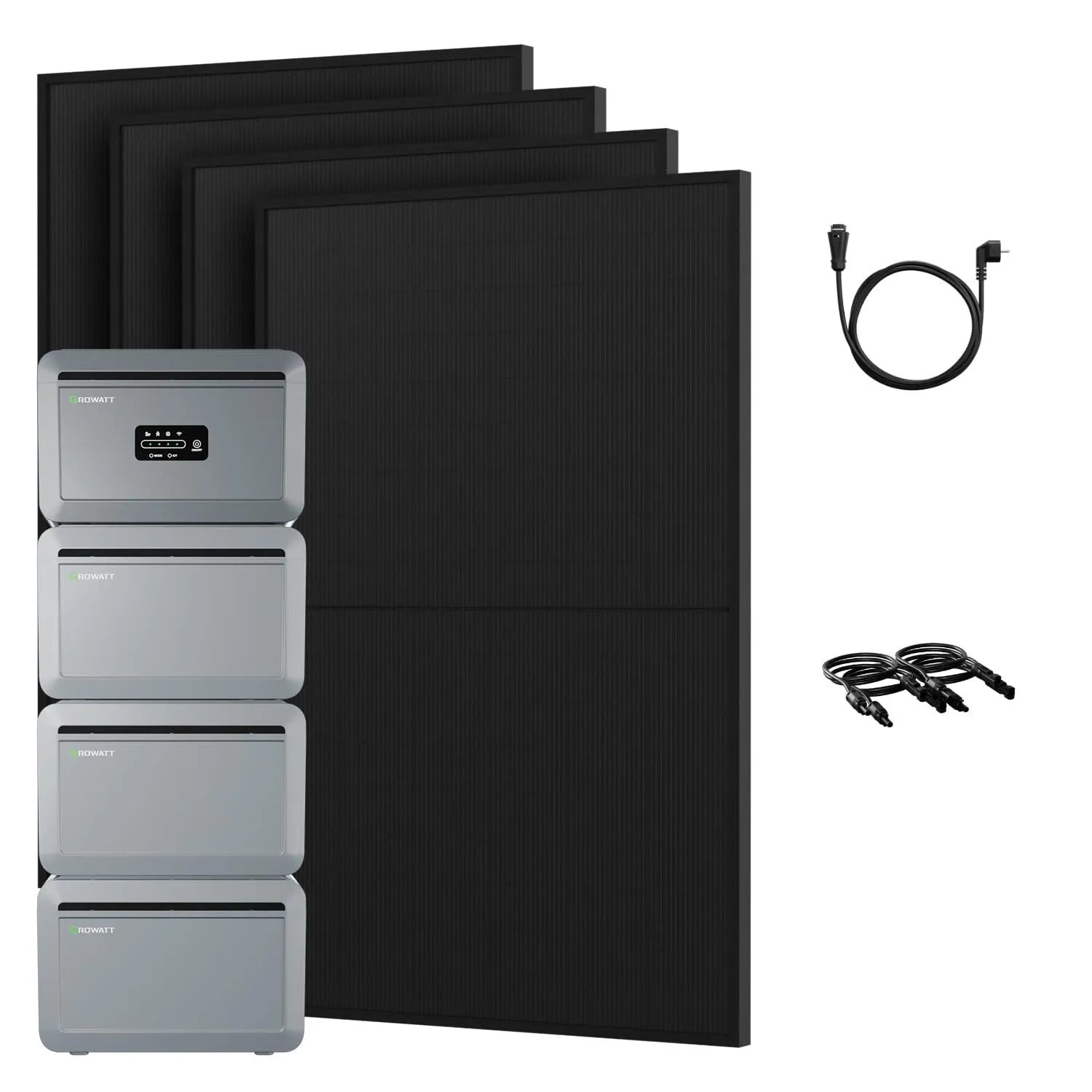 Growatt Balkonkraftwerk Set NEXA 2000 Speicher 8192 Wh mit 1800 W Bifazial Glas-Glas Full-Black