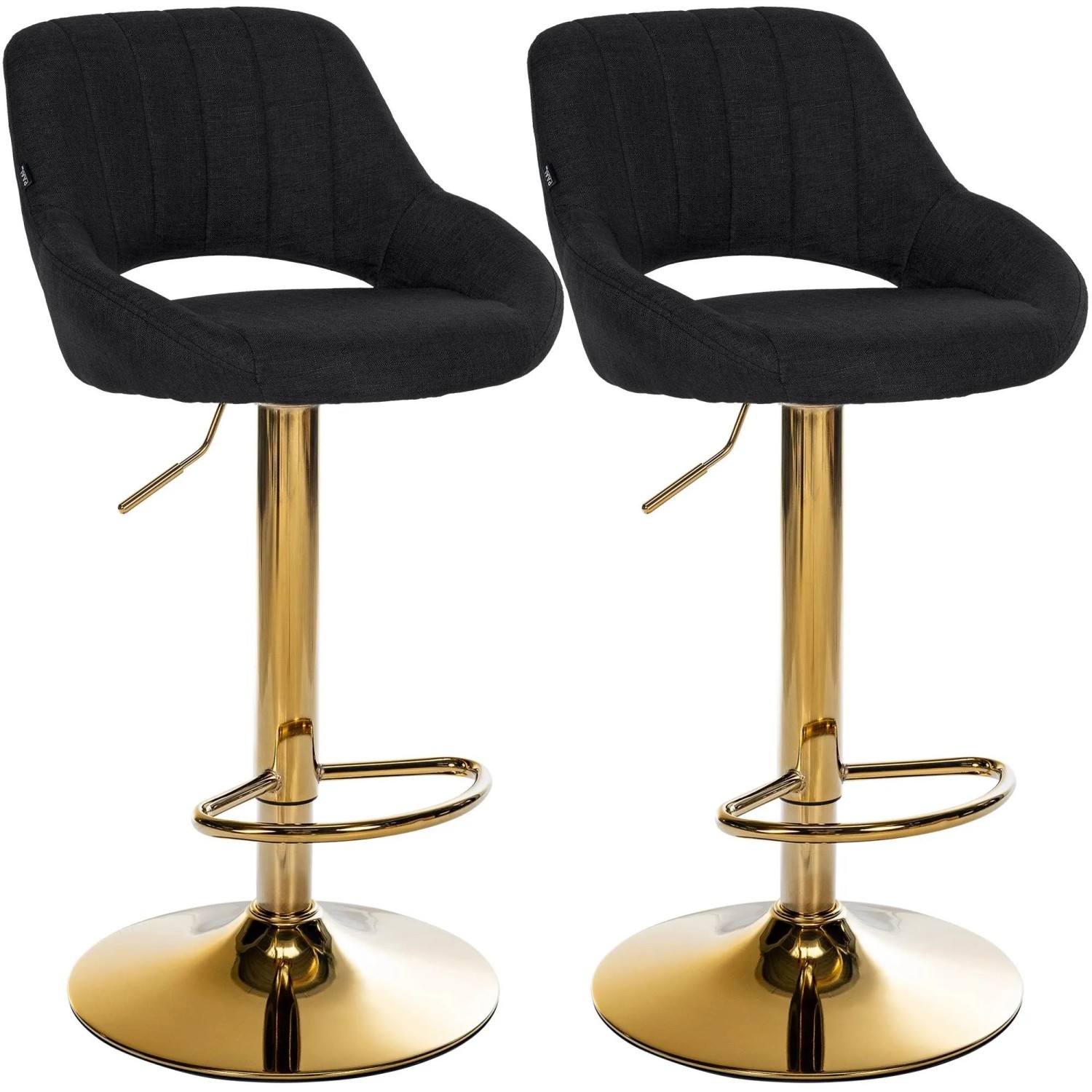 CLP 2er Set Barhocker Milet Stoff Metall Gold/Schwarz