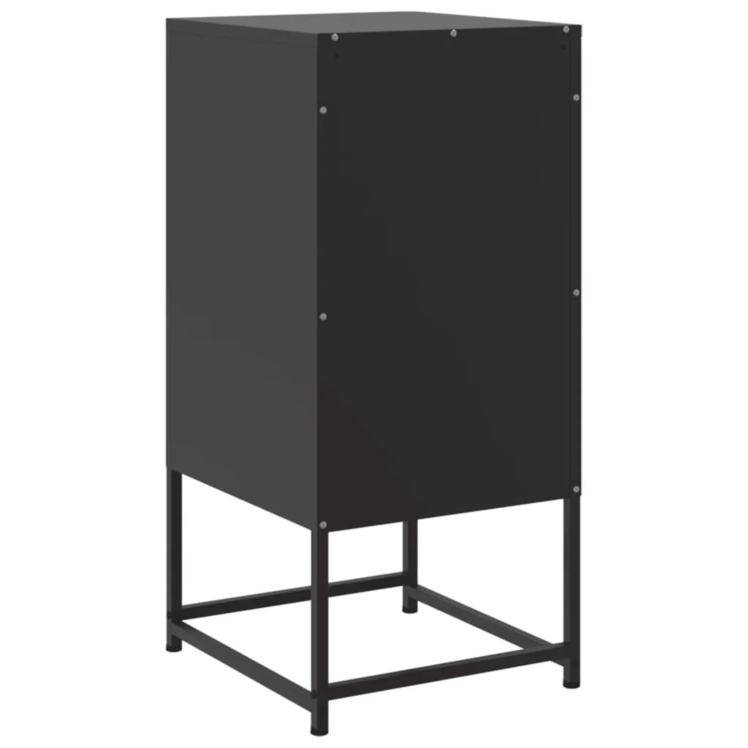 Zwei schwarze Nachttische aus Stahl (36x39x78 cm) im Industrie-Design.