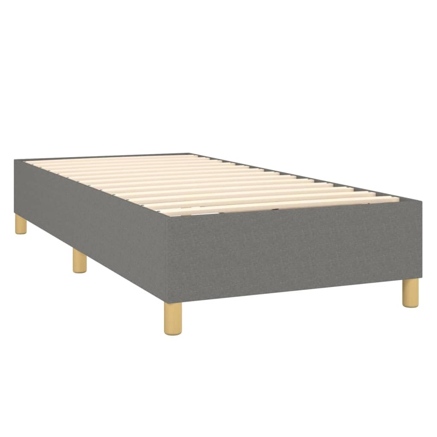 vidaXL Boxspringbett, dunkelgrau, 80x200 cm, Stoffbett mit Holzlattenrost und Füßen.