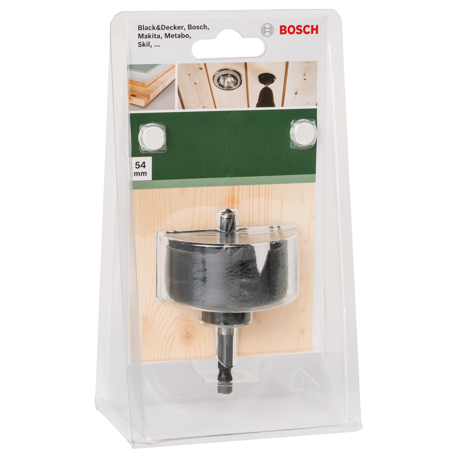 Bosch Lochsäge 54 mm für Spot-Strahler, geeignet für Holz und Gipskarton, im Blister.