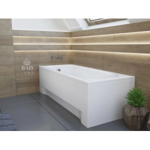 Weiße KOLMAN Rechteck-Badewanne 160x75 cm aus Acryl mit Ablauf und Füßen, in modernem Badezimmer.