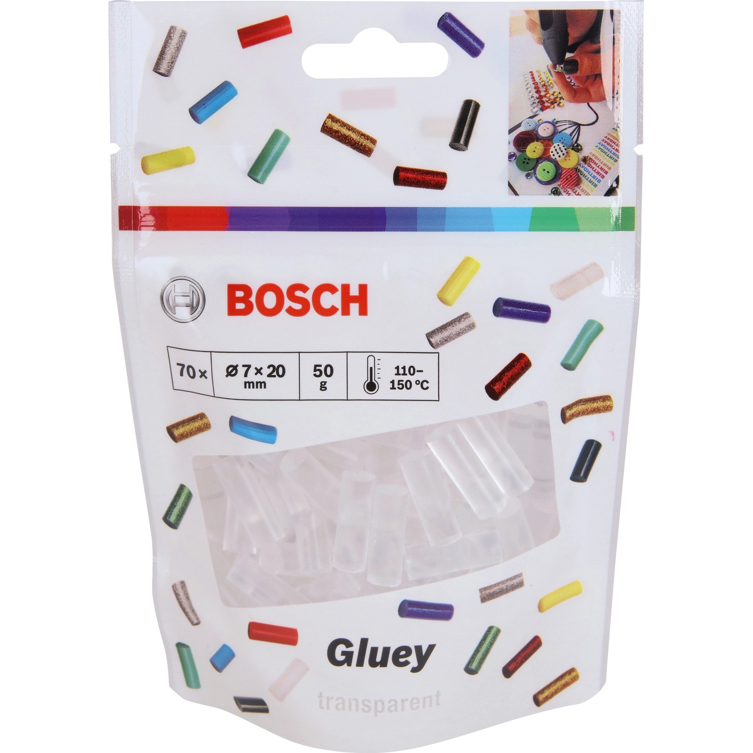 Bosch Heißkleber Transparent Ø 7 mm für Bosch Heißklebestift Gluey