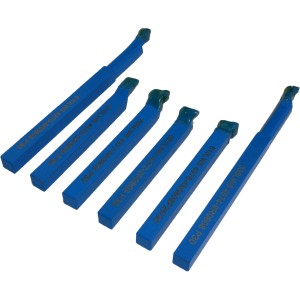 Rotwerk Hartmetall-Drehmeißelsatz, 6-teilig, 8x8 mm, für Drehmaschinen. Blaue Werkzeuge mit Hartmetallplatten.