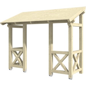 Skan Holz Vordach Paderborn 5 Natur, 336x156cm, aus Fichte Konstruktionsvollholz (KVH).
