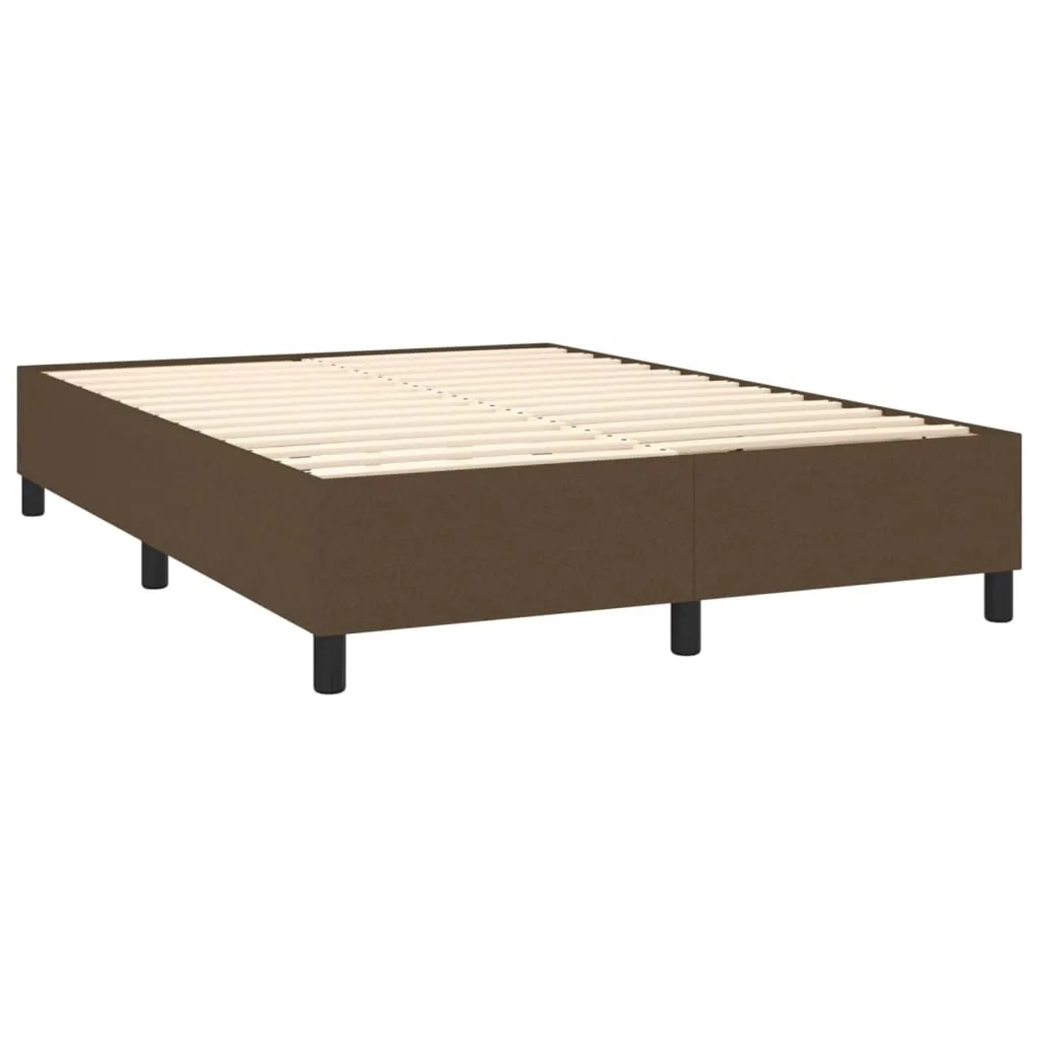 Boxspringbett vidaXL, dunkelbraun, 140x190 cm. Stoffbezogener Bettrahmen mit Lattenrost.