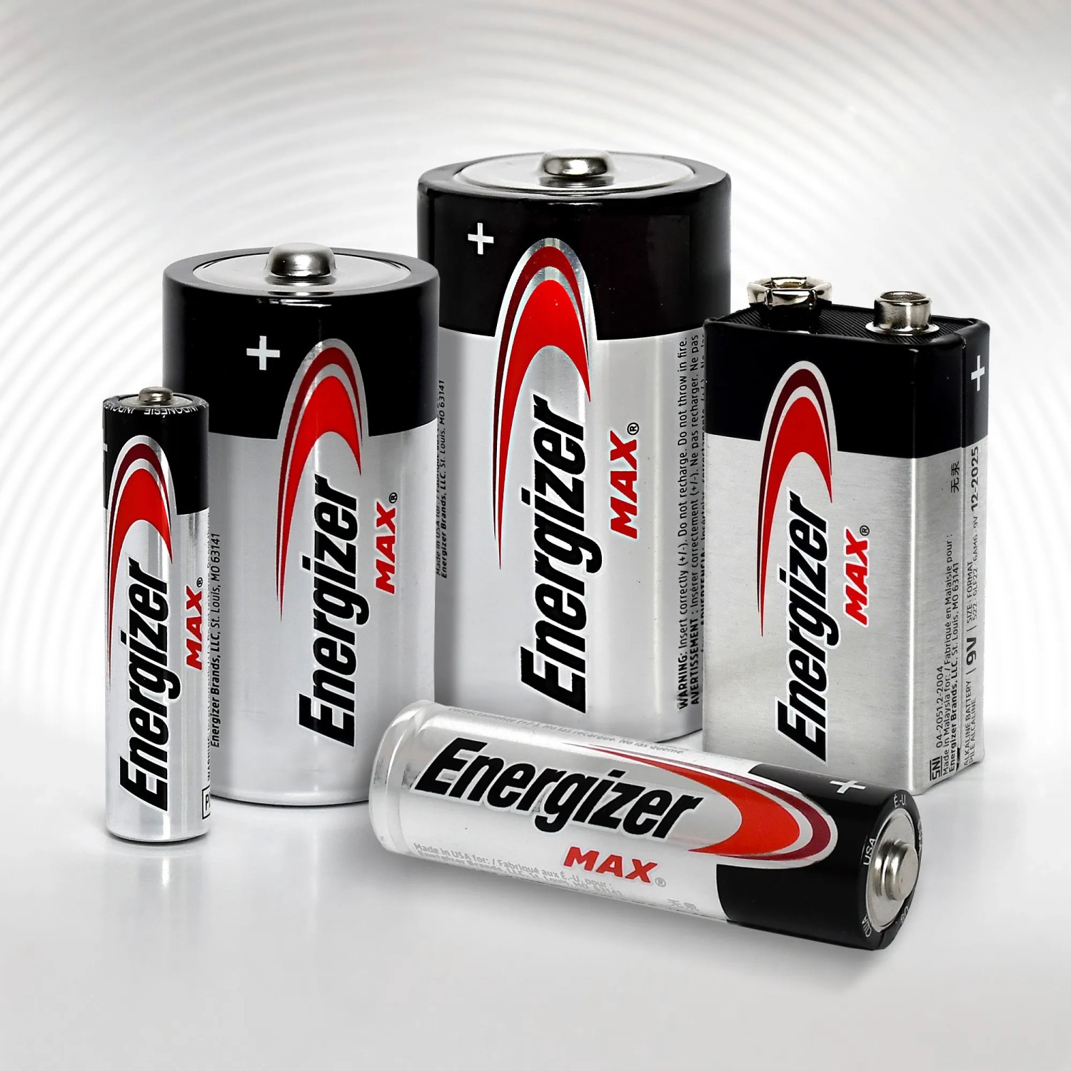 Energizer Max Alkaline Batterien, verschiedene Größen, inklusive 9V E-Block.