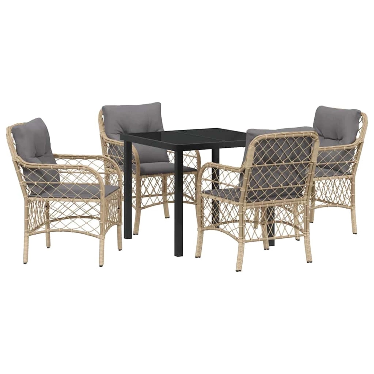 vidaXL Garten Essgruppe mit Kissen 5-Tlg Beige Poly Rattan 3380233 günstig online kaufen