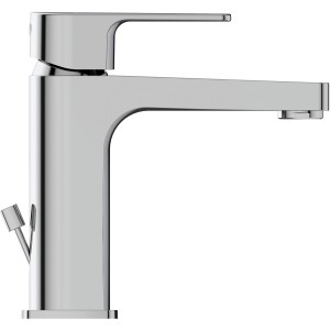 Ideal Standard Cerafine D Waschtischarmatur H105 in Chrom, mit Zugknopf-Ablaufgarnitur.