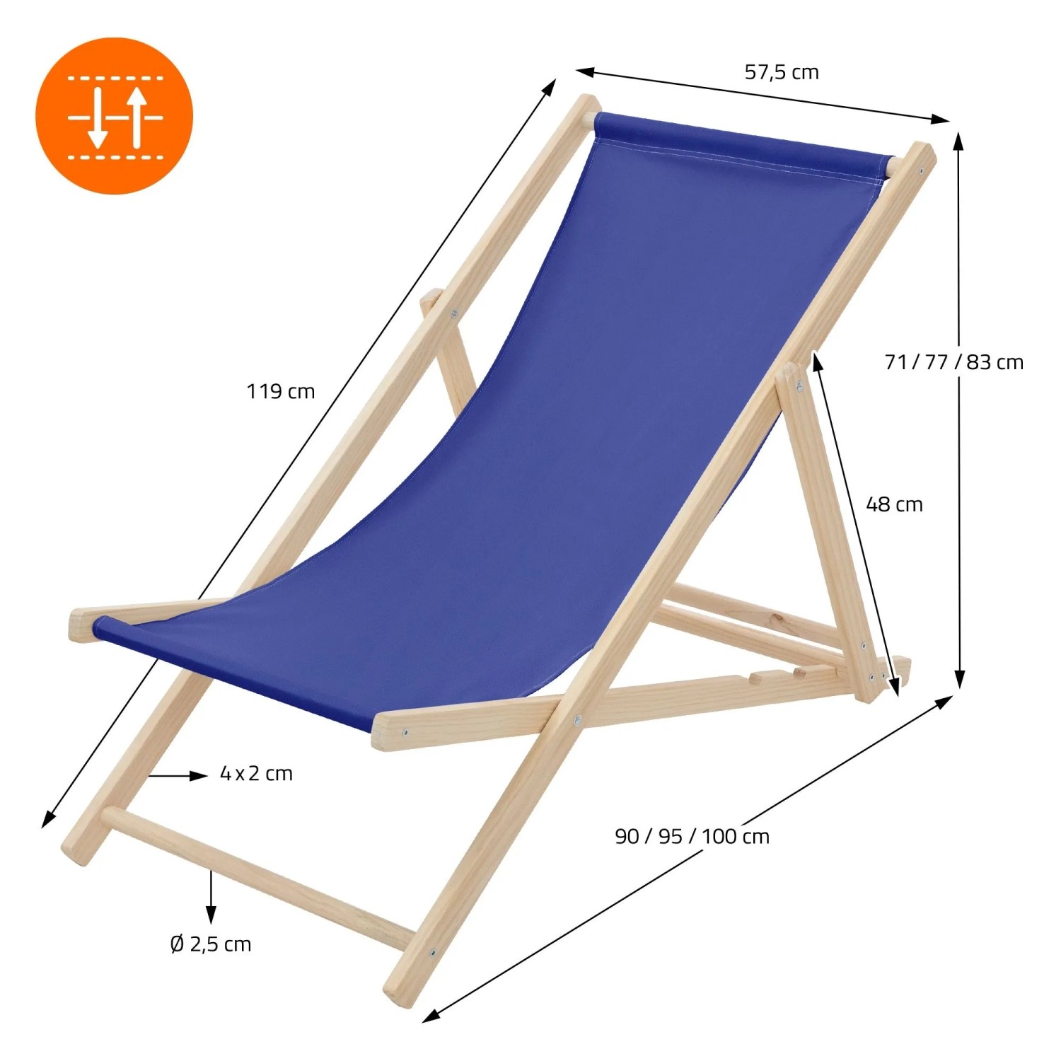 ECD Germany Liegestuhl 4Er Set Klappbar Dunkelblau aus Holz_2
