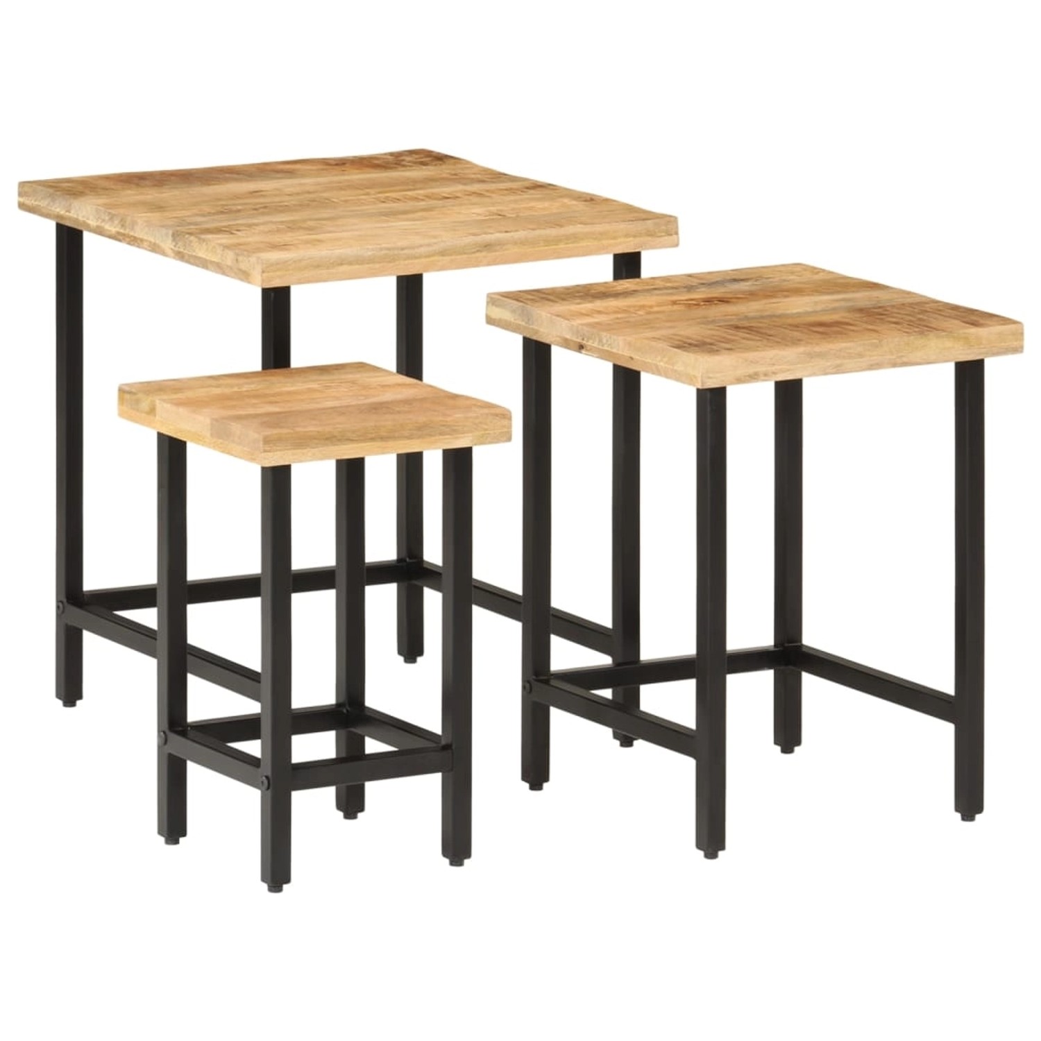 vidaXL Satztische 3 Stk. Raues Massivholz Mango und Eisen 372736 günstig online kaufen