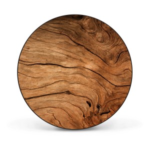 Runde, schwarze Magnettafel mit Holz-Motiv (trocken), 47cm Durchmesser. Wanddekoration, Pinnwand.