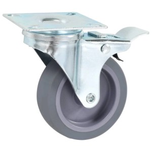 Graue Lenkrolle, 75 mm, mit Bremse, für Möbel und Geräte. Kategorie: Rollen & Räder.