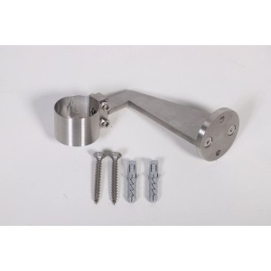 Edelstahl Handlaufkonsole V2A mit Schelle (Ø 40mm) und Befestigungsmaterial für Treppengeländer.