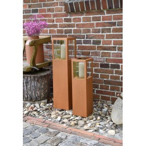 DELUKE Kerzenständer SOFIA, 2er Set, rostfarben, für Wohnzimmer und Garten.