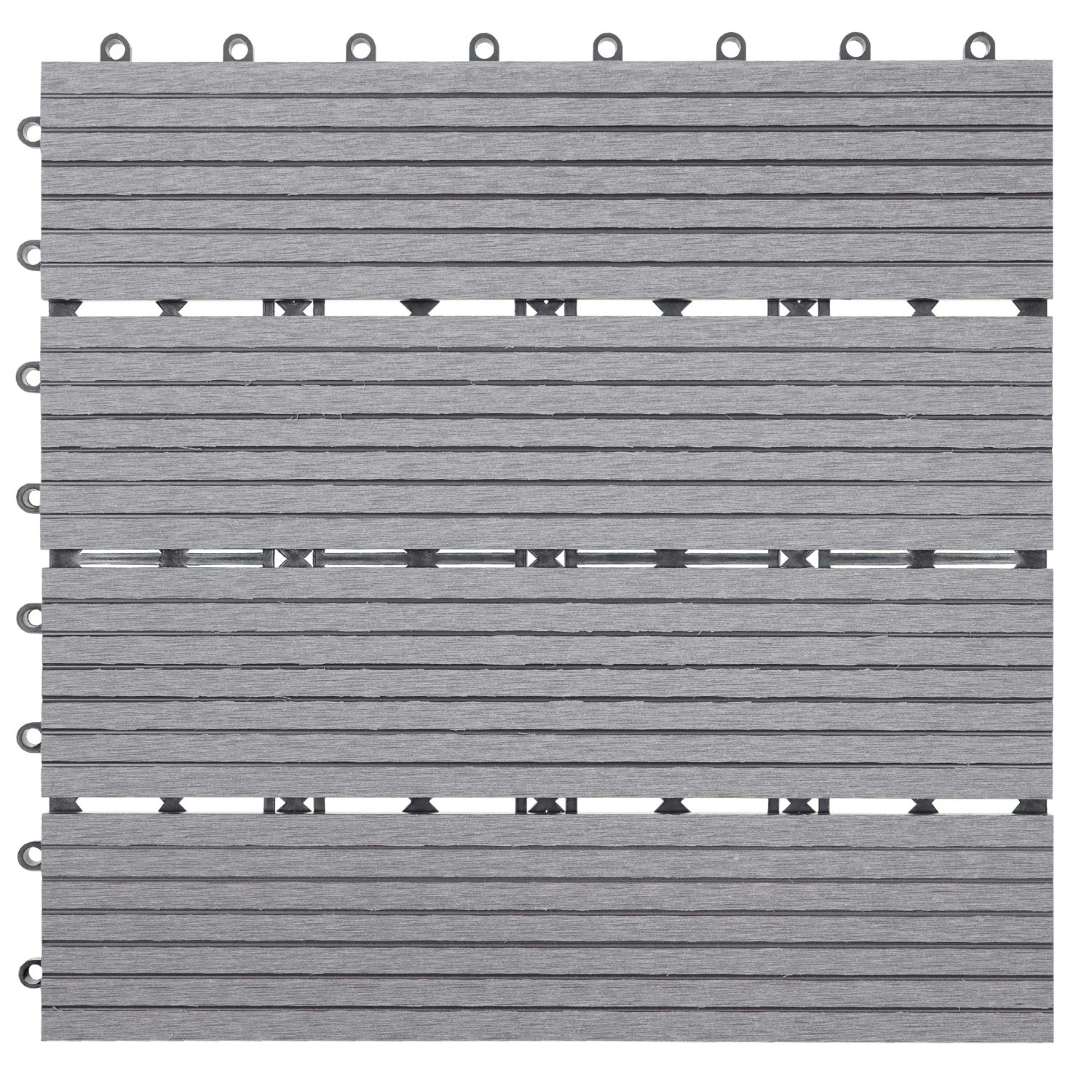 BERLINLODGE WPC Bodenfliese 11x Je BxT 30x30cm Holzoptik Balkon Terrasse Basis Grau Linear
