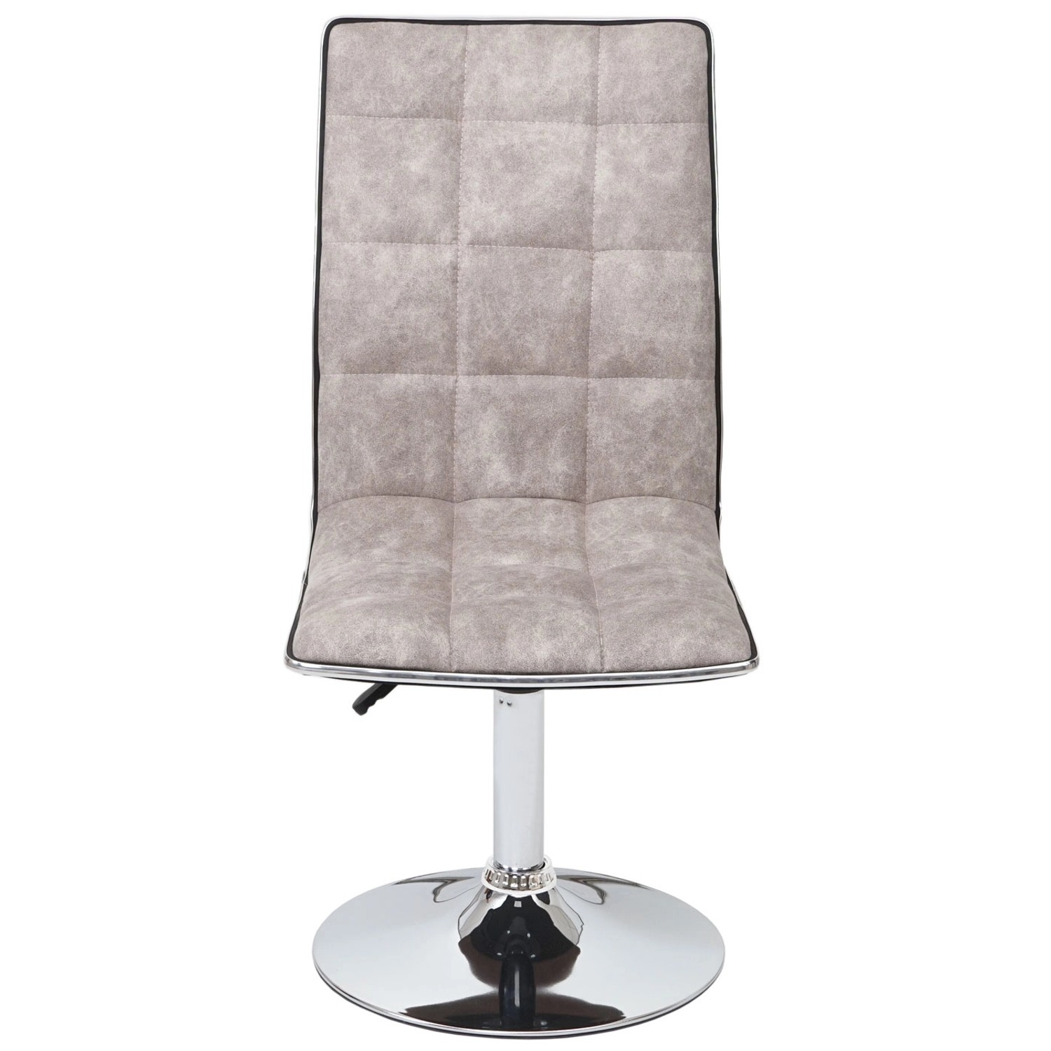 2er-Set Polsterstühle, kieselgrau, mit Chromfuß und gesteppter Lehne.