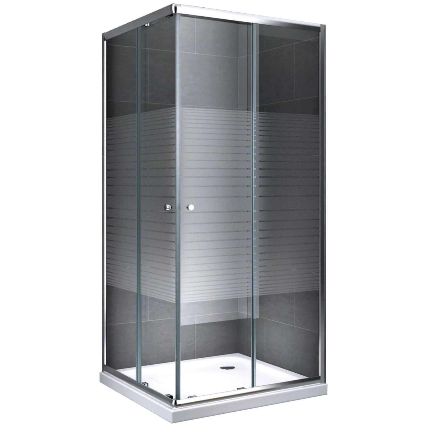 Dein Bau Projekt Duschkabine Eckdusche Gestreift 90 x 195 x 90 cm m. Wanne