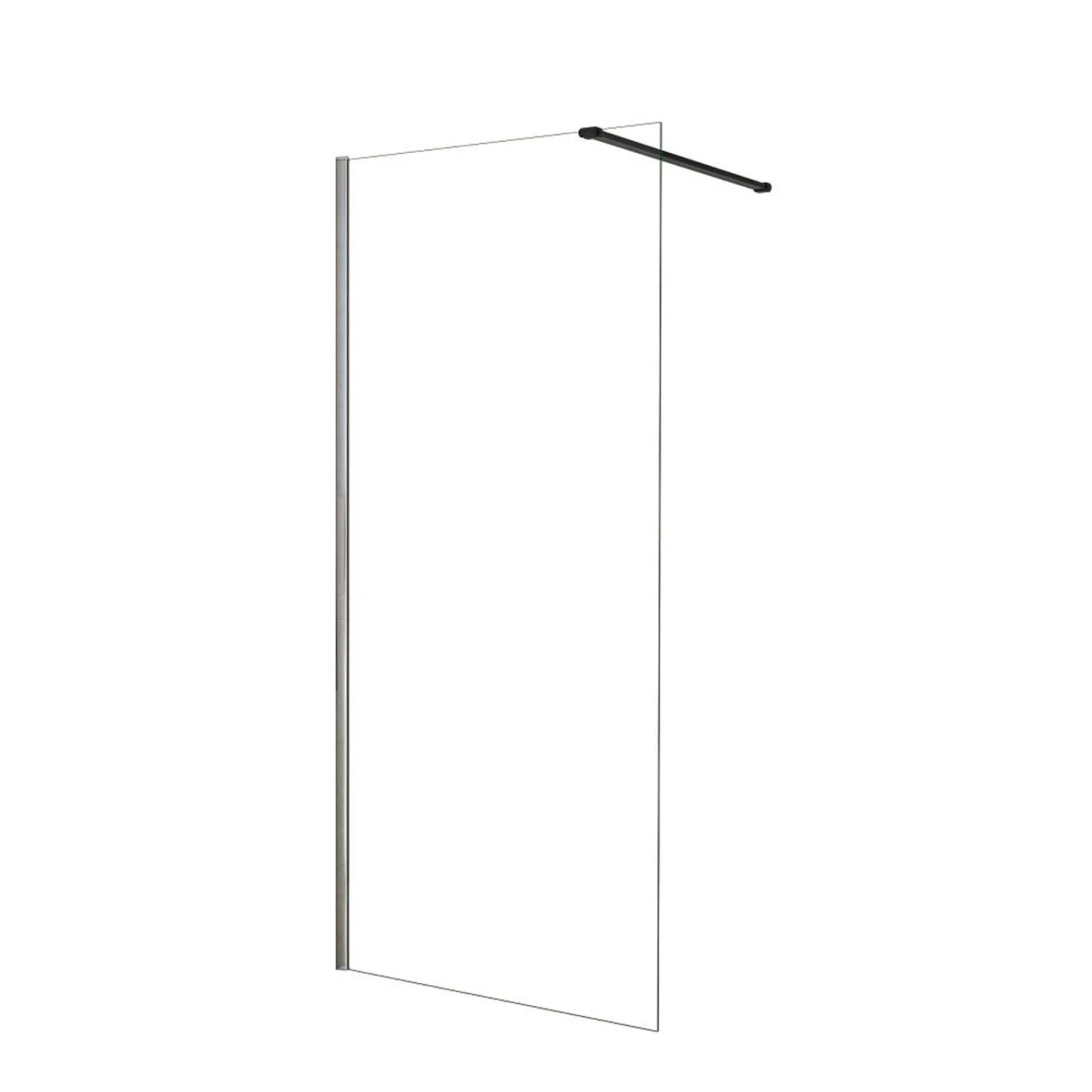 AICA Schwarz Walk In Dusche 80 x 195cm Duschwand Mit Stabilisator 6mm NANO ESG Duschabtrennung Duschtrennwand F130B