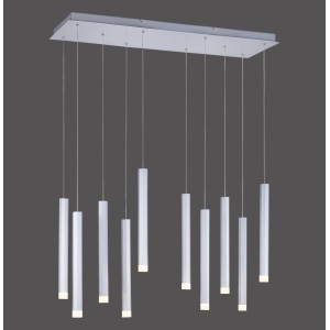 Moderne LED-Pendelleuchte Bruno mit 10 Aluminium-Leuchten, 89x120 cm. Ideal für Wohnräume.