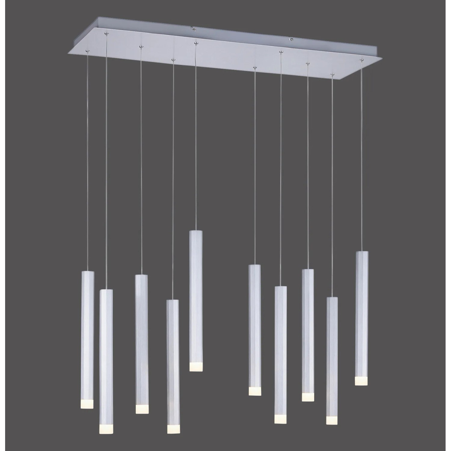 Moderne LED-Pendelleuchte Bruno mit 10 Aluminium-Leuchten, 89x120 cm. Ideal für Wohnräume.