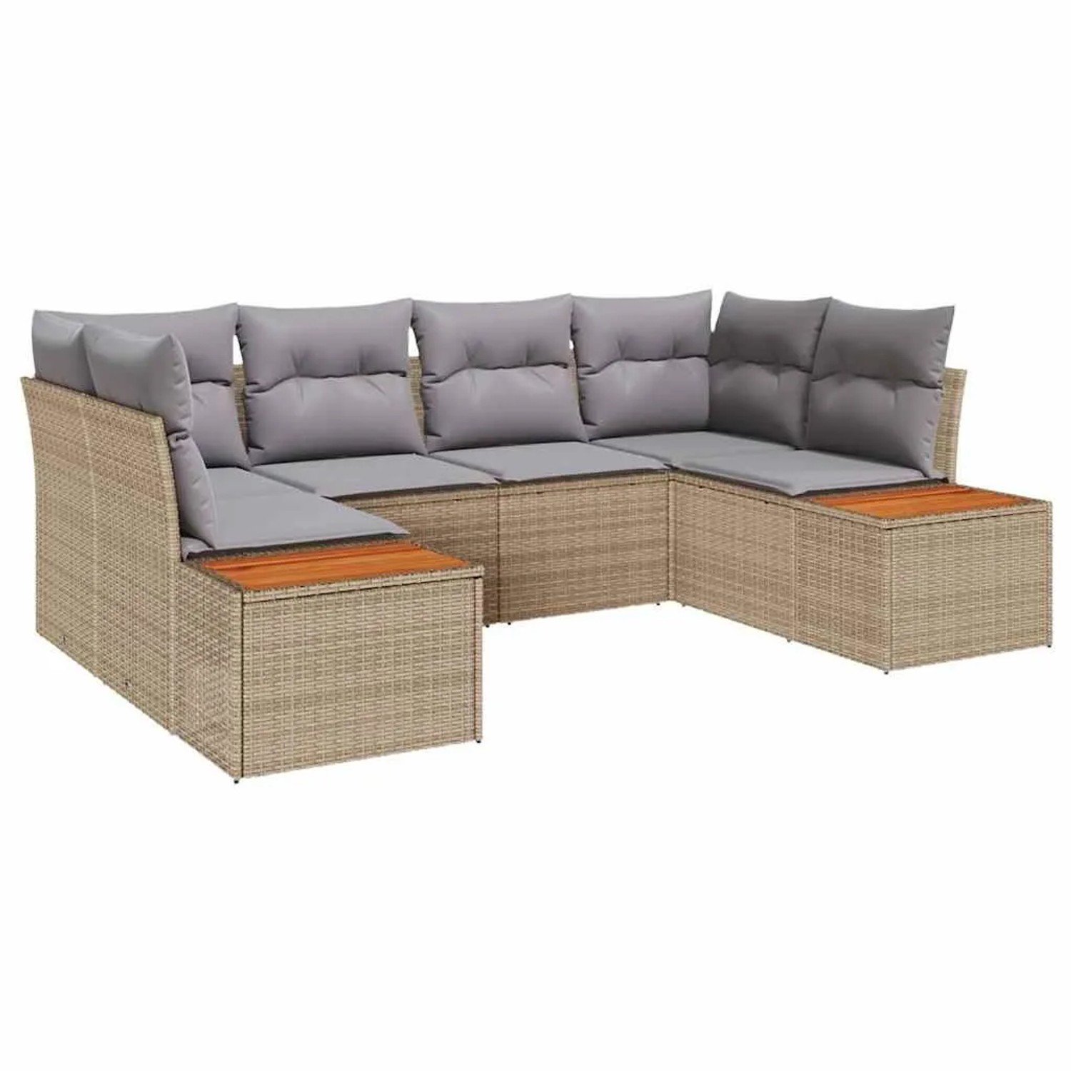 vidaXL Gartensofa-Set mit Kissen 6 Stk Beige und Hellgrau Polyrattan 335682 günstig online kaufen