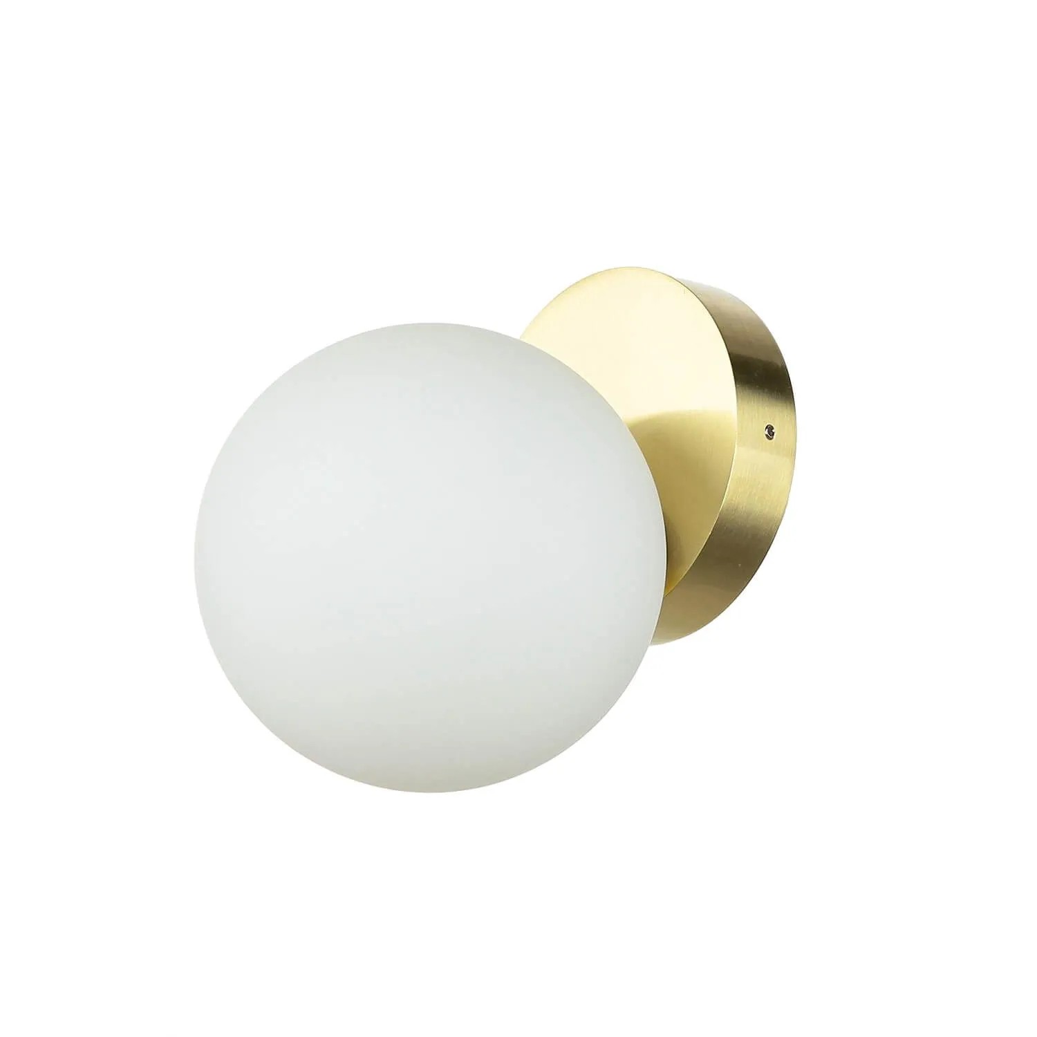 EASYLIGHT Badleuchte Metall Glas Kugel Schirm IP44 In Messing Antik Weiß