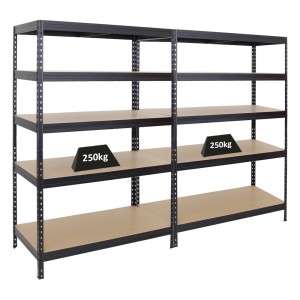 PROREGAL Mega Deal: 2 schwarze Schwerlastregale, 180x120x60 cm, je 250 kg Fachlast.