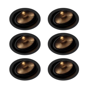 Set mit 6 schwarzen, verstellbaren QAZQA Einbaustrahlern Coop 111 Honey für Lampen & Leuchten.
