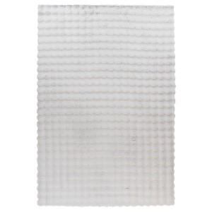 Silberner Lalee Teppich Harmony, 80x150 cm, mit 3D-Effekt. Flauschiger Teppichläufer für Wohnzimmer.