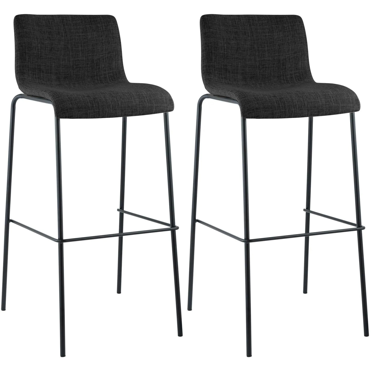CLP 2er Set Barhocker Hover Stoff Vierfußgestell Dunkelgrau/Schwarz