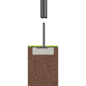 ZacAlu Bodenanker zum Aufdübeln für Zaunpfosten auf Betonfundament. Zubehör für Zaunbau.