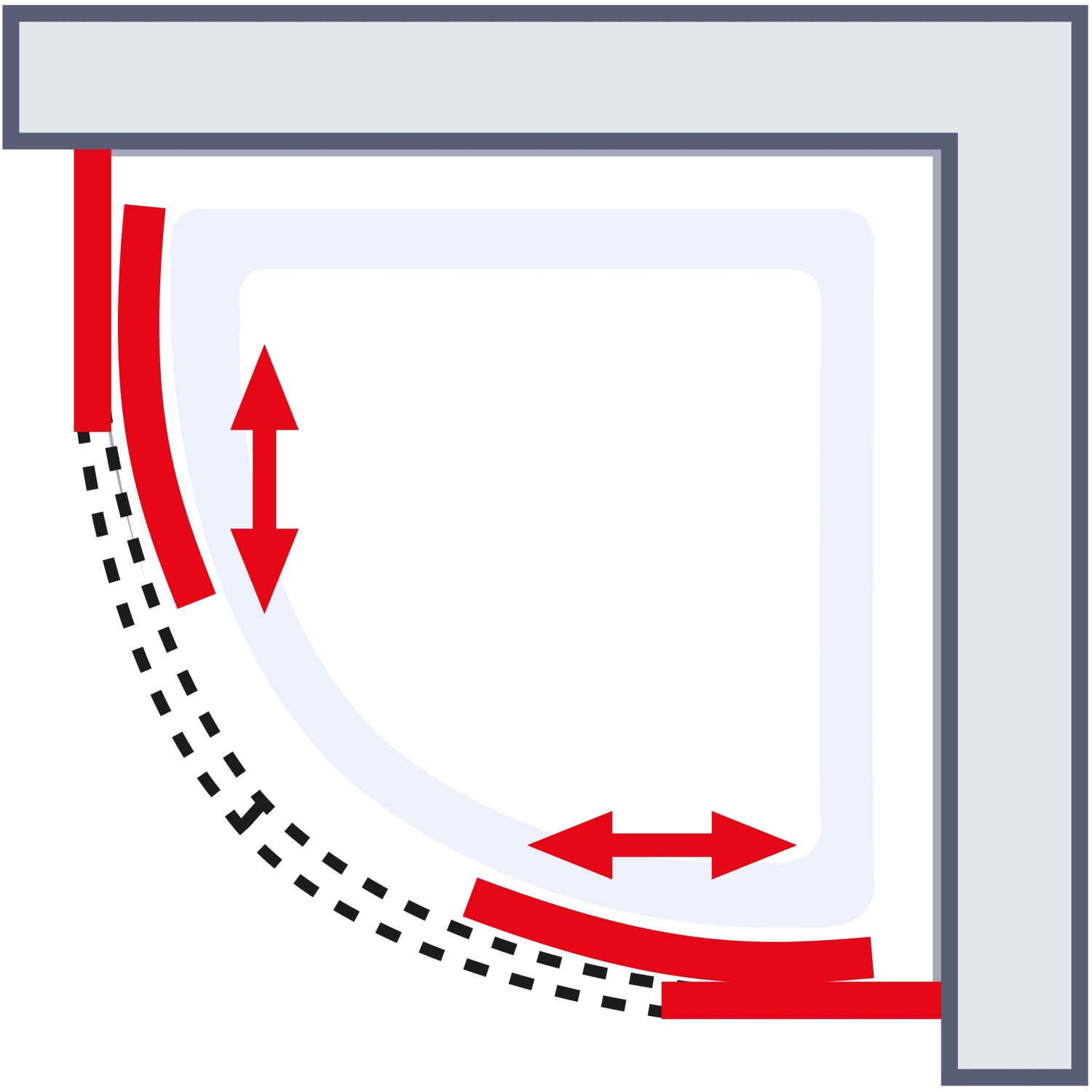 Skizze einer Schulte Runddusche ExpressPlus mit Schiebetür in Mattschwarz.