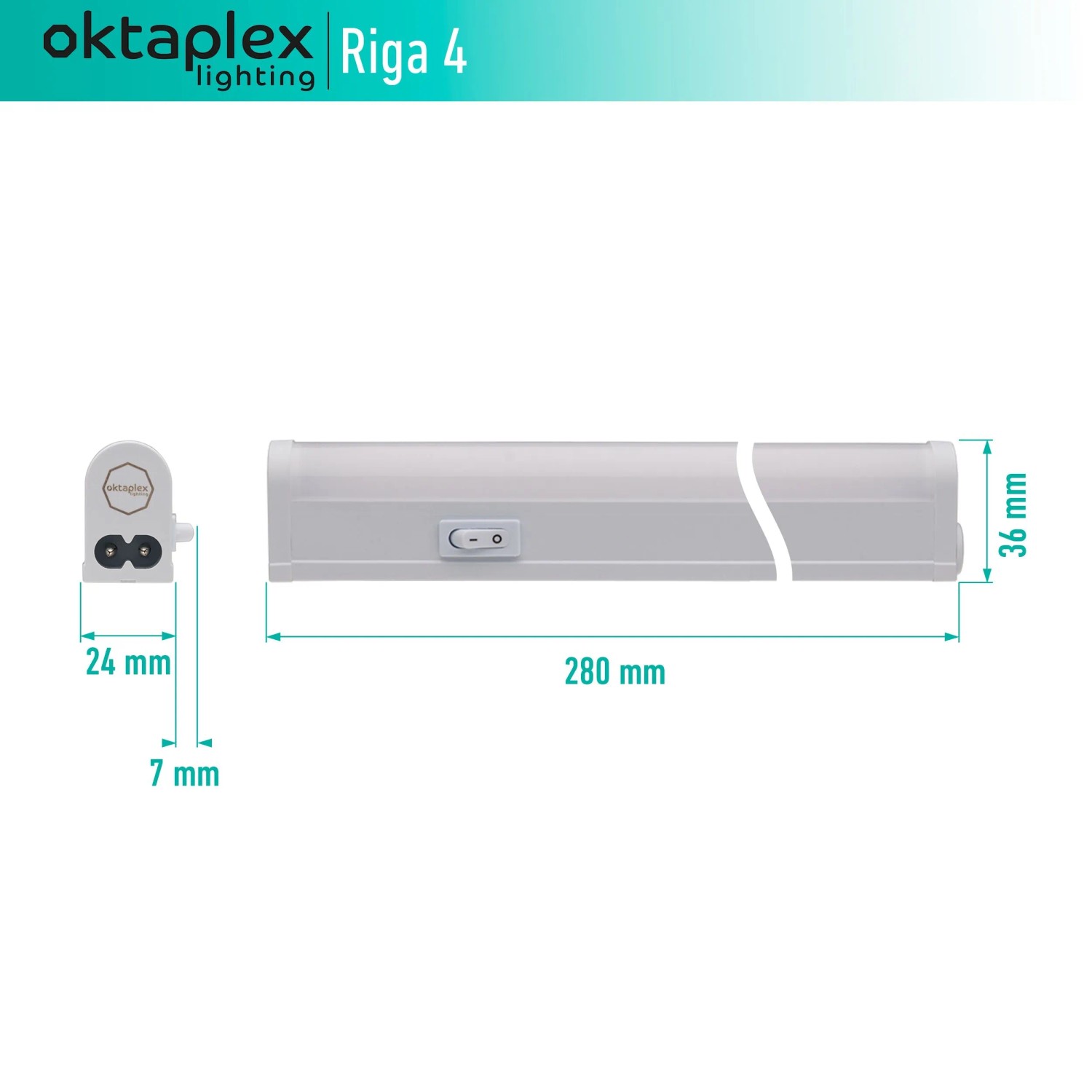 Oktaplex Riga 3er Set LED-Unterbauleuchte für die Küche 4W 28 cm Neutralweiß 4000K mit Stecker und Schalter Weiß