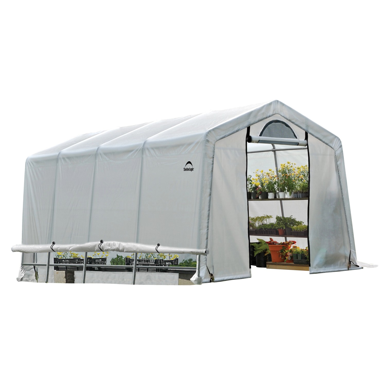 ShelterLogic Gewächshaus 18,3 m² Weiß 610 cm x 300 cm x 240 cm