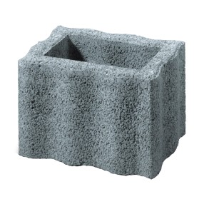 Grauer Pflanzstein Wellino, 30x20x20 cm, mit wellenförmigem Design.