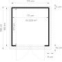 Grundriss Gartenhaus Amrum 2: 180x174 cm, Holz-Gartenhaus mit Doppeltür. Abmessungen und Details.