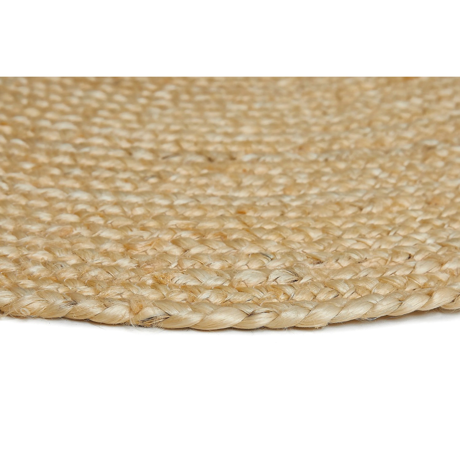 Detailansicht: Runder, creme-farbener Luxor Living Teppich Ivo aus Jute, Ø 60 cm.