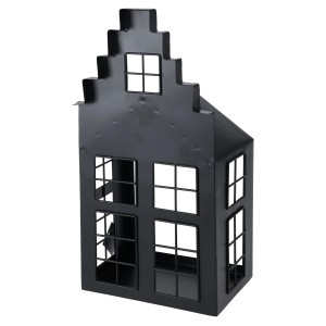 Schwarzes Weihnachts-Deko Laternenhaus aus Eisen, 21x14x41cm, 2-fach sortiert.
