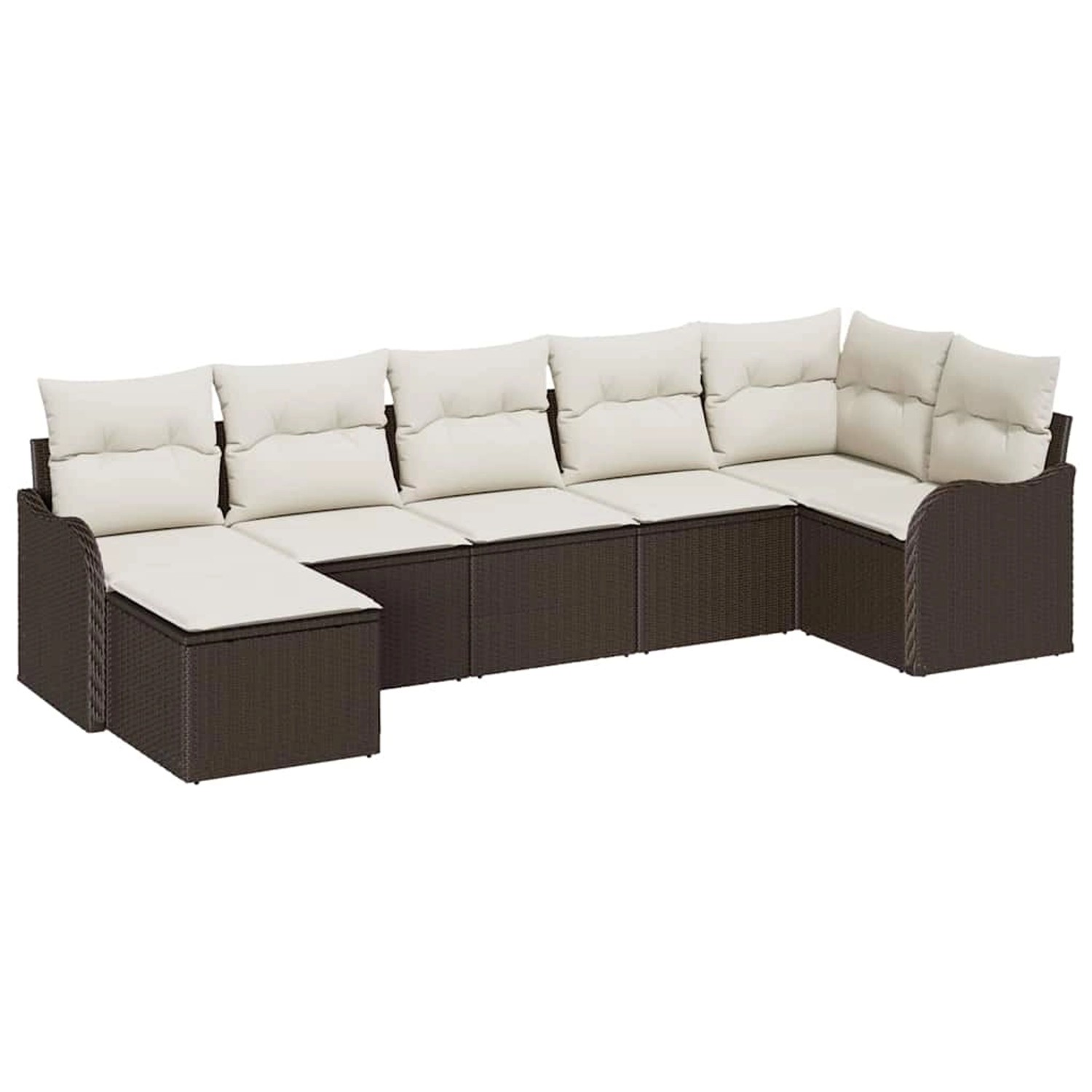 vidaXL Garten-Sofa-Set mit Kissen 7-Tlg Braun Poly Rattan 3345788 günstig online kaufen