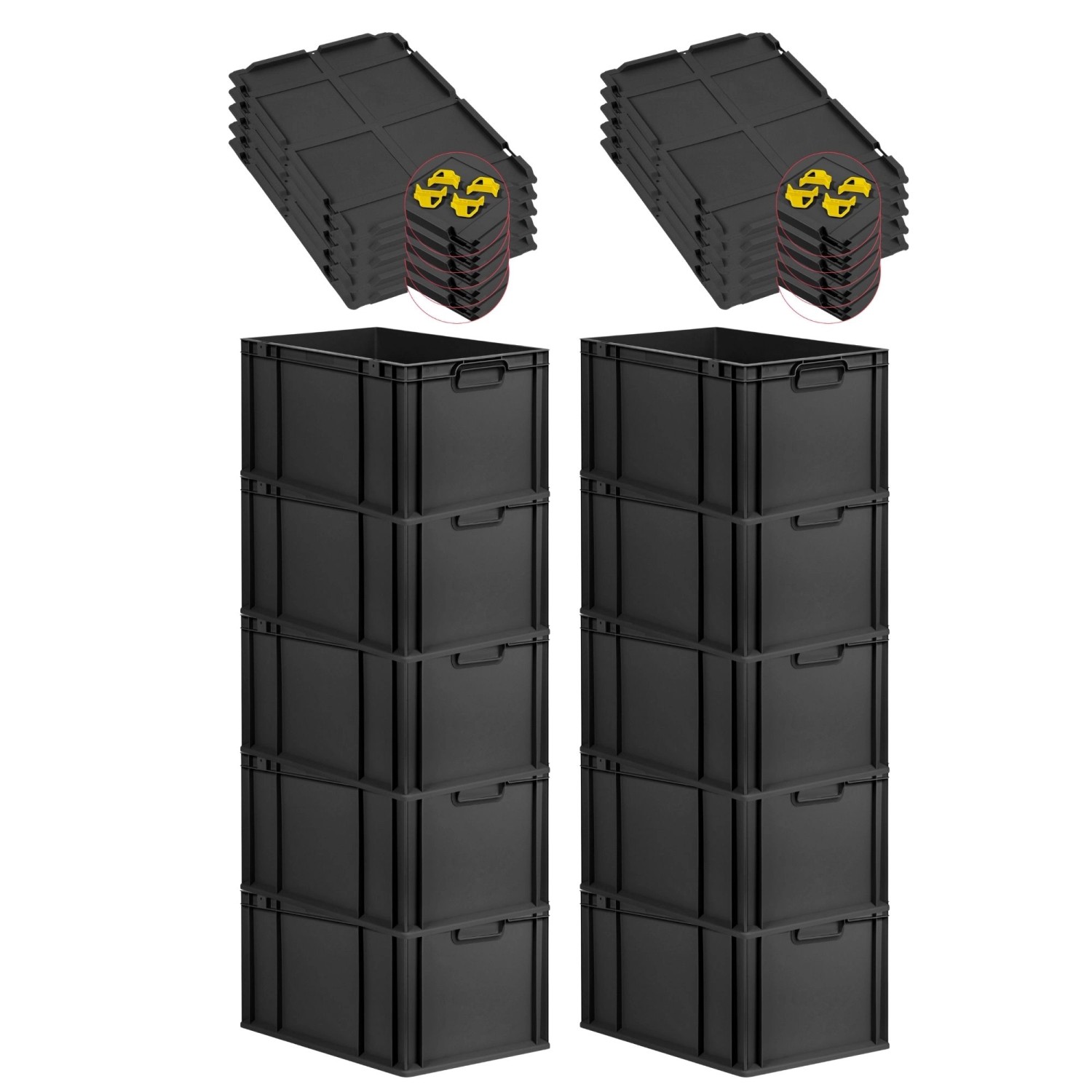 PROREGAL SparSet 10x Eurobox Nextgen Grip Mit Auflagedeckel Und Gelben Vers günstig online kaufen