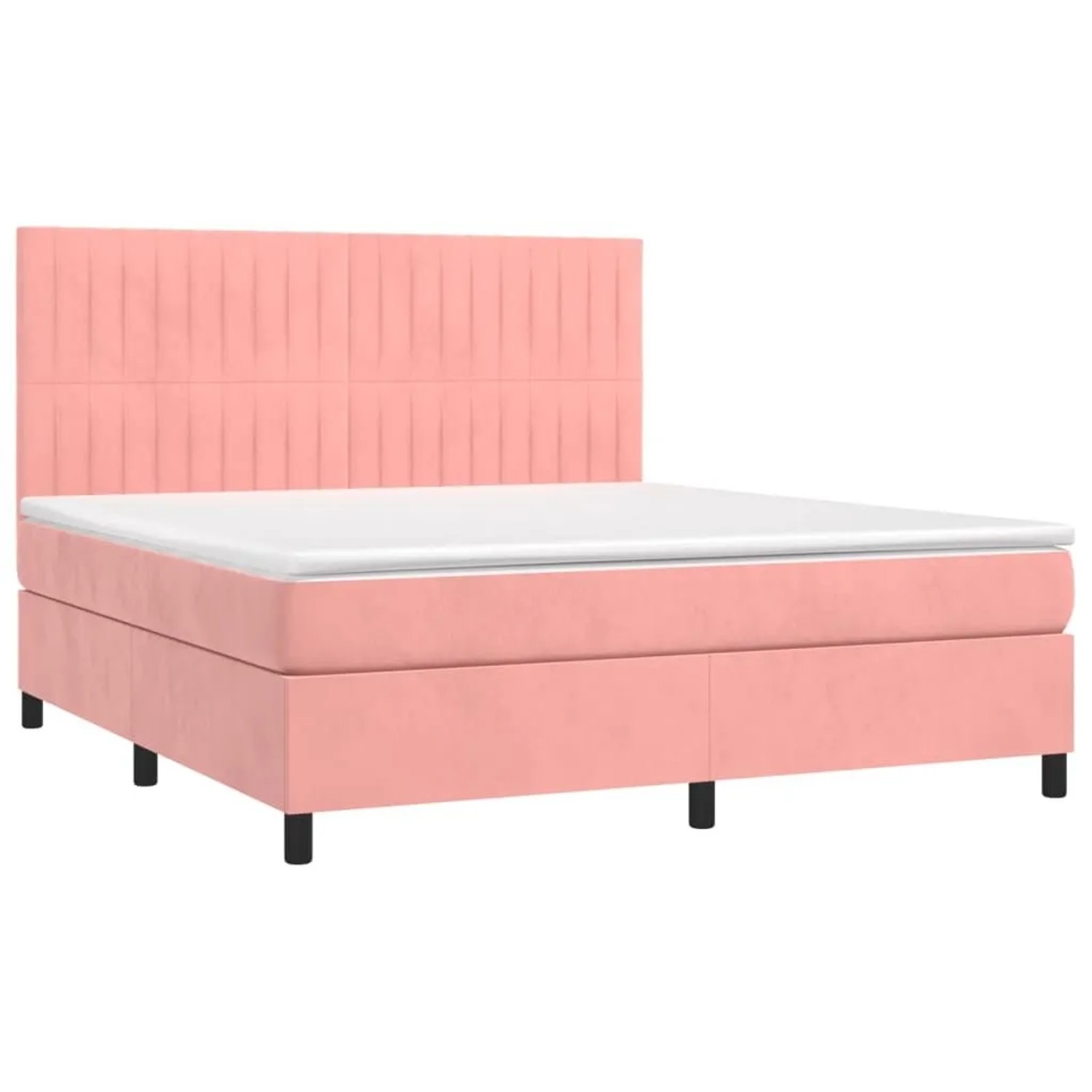 vidaXL Boxspringbett mit Matratze & LED Rosa 160x200 cm Samt 3136256 günstig online kaufen