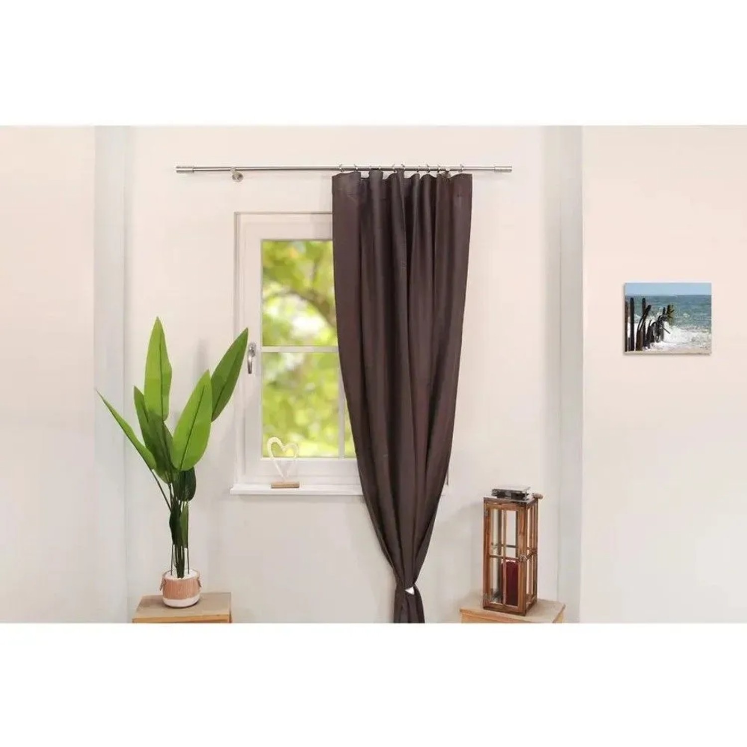 Deco-Raum Gardinenstange nach Maß 1-Lauf Zylinder Ø 25mm Edelstahl-optik 80cm