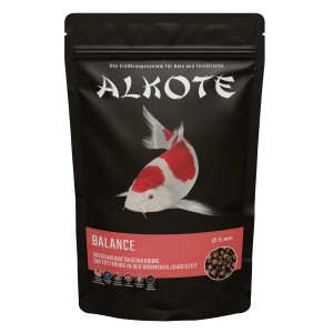 Alkote Fischfutter Balance, 5mm Pellets, 500g Packung mit Koi-Motiv. Basisfutter für Teichfische.