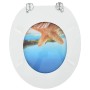 Weißer WC-Sitz mit Soft-Close, Motiv: Seestern und Meer, vidaXL.