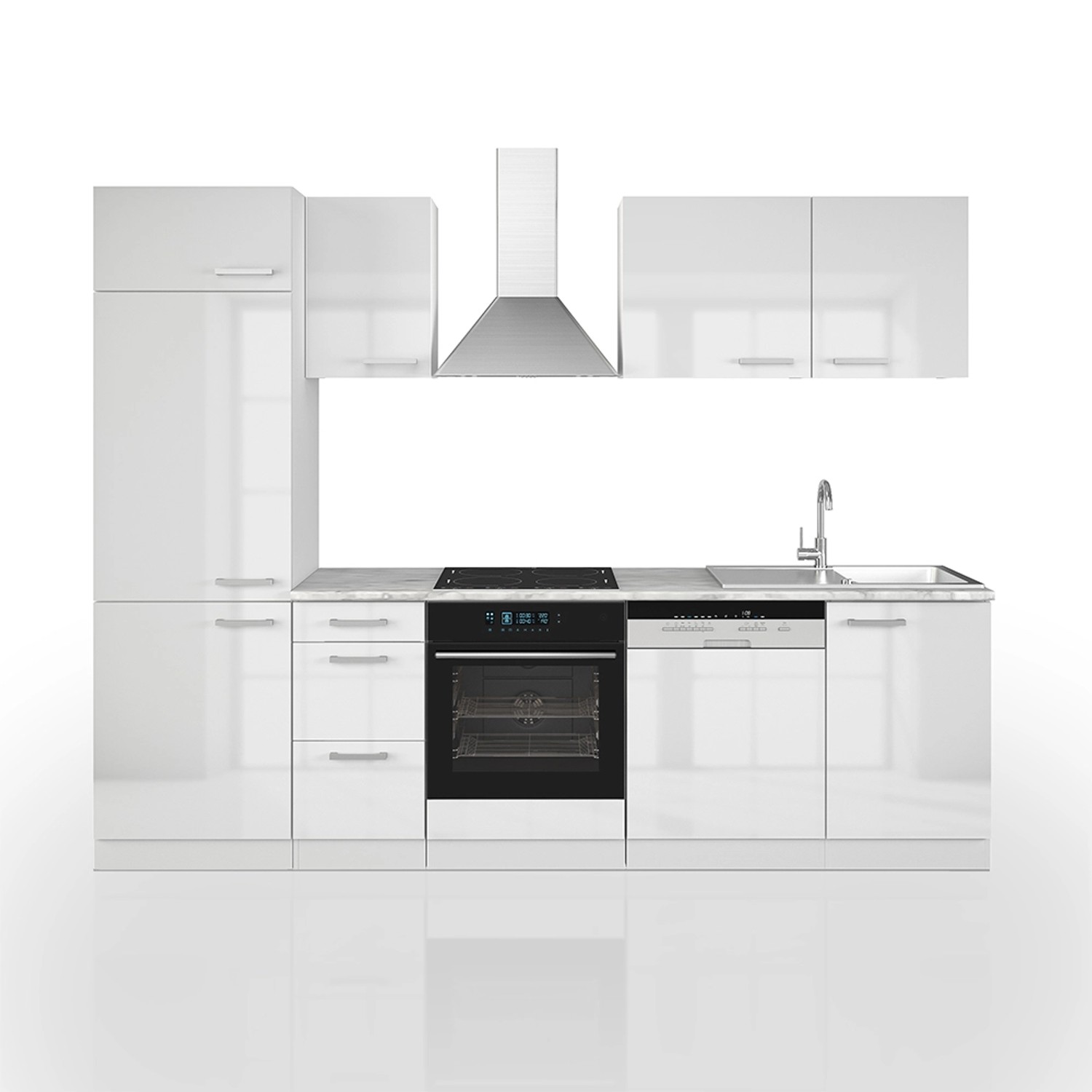 Vicco Optima Küchenzeile Weiß 270 cm ohne ArbeitsplatteOptima günstig online kaufen