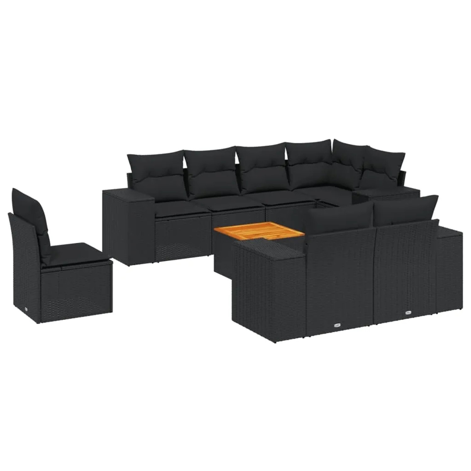 vidaXL 9-Tlg Garten-Sofagarnitur mit Kissen Schwarz Poly Rattan 3257868 günstig online kaufen
